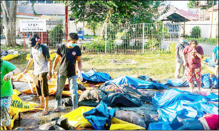 قربانیان سونامی اندونزی به مکانهای امن میگریزند